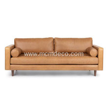 Mid-Century Modern Sven Charme Tan Leather Sofa
